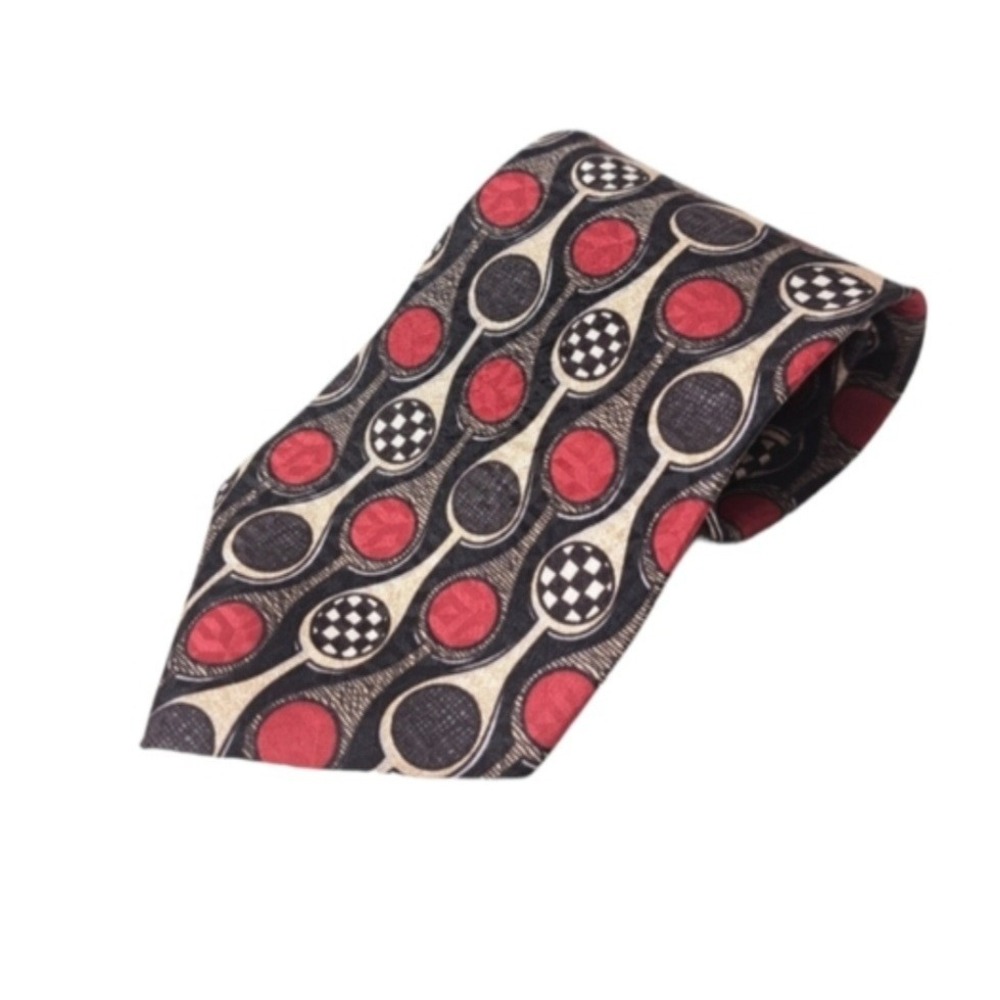 Oscar De La Renta Men's Multicolored Tie 100% Silk Abstract Business Made In USA